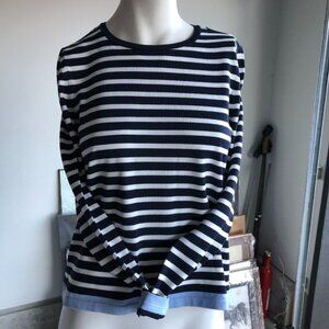 ONLY Suzana Casual Long Sleeve Crew Neck Stripped Knit Top Navy   White Sz S NWT